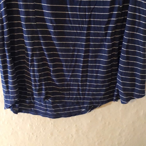 Blue and White Striped Open Shoulder Tee - Picture 6 of 8